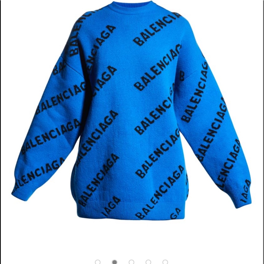 Balenciaga Blue & Black oversized logo sweater S